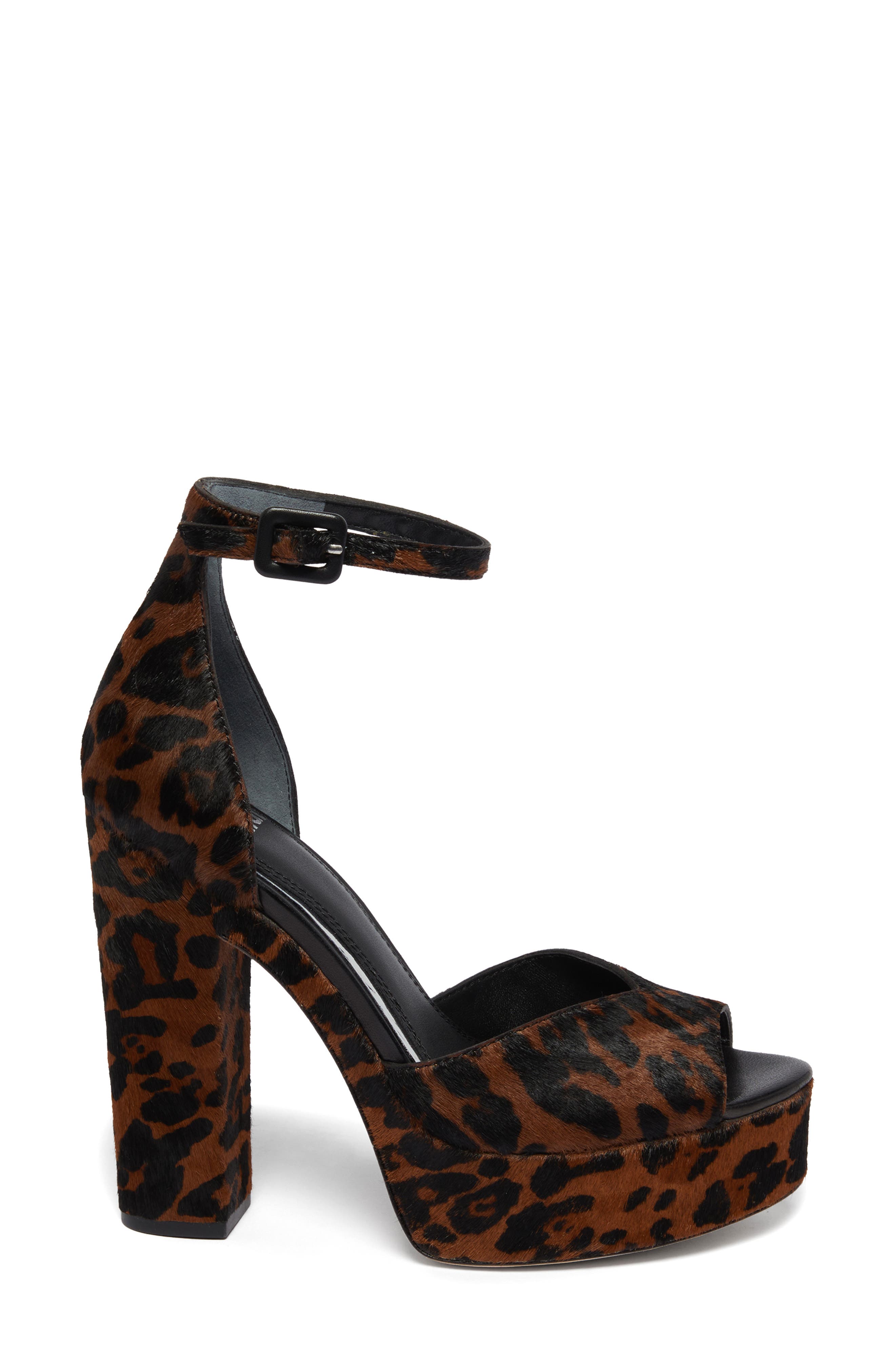 PAIGE Camryn Genuine Calf Hair Platform Ankle Strap Sandal, Alternate, color, Leopard
