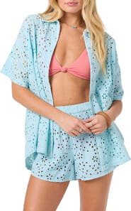 O'Neill Jenna Cotton Eyelet Cover-Up Shirt