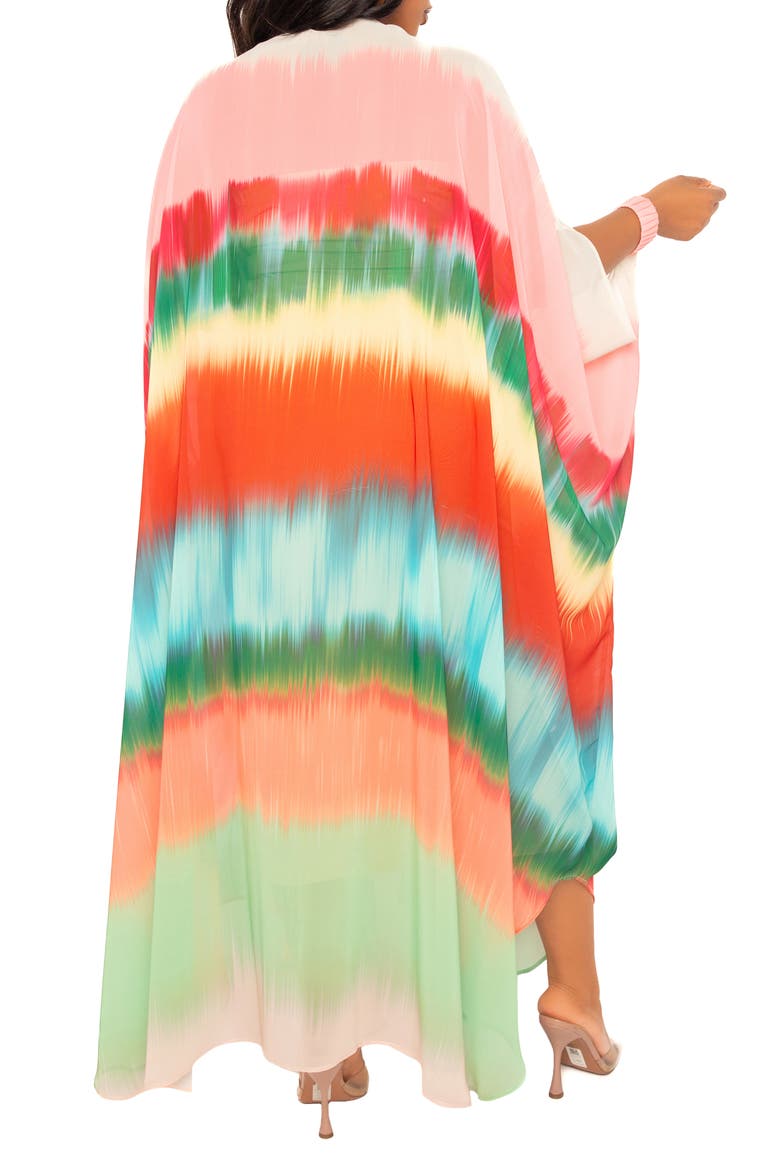 Ombré Stripe Elastic Cuff Cover-Up, Alternate, color, ORANGE MULTI