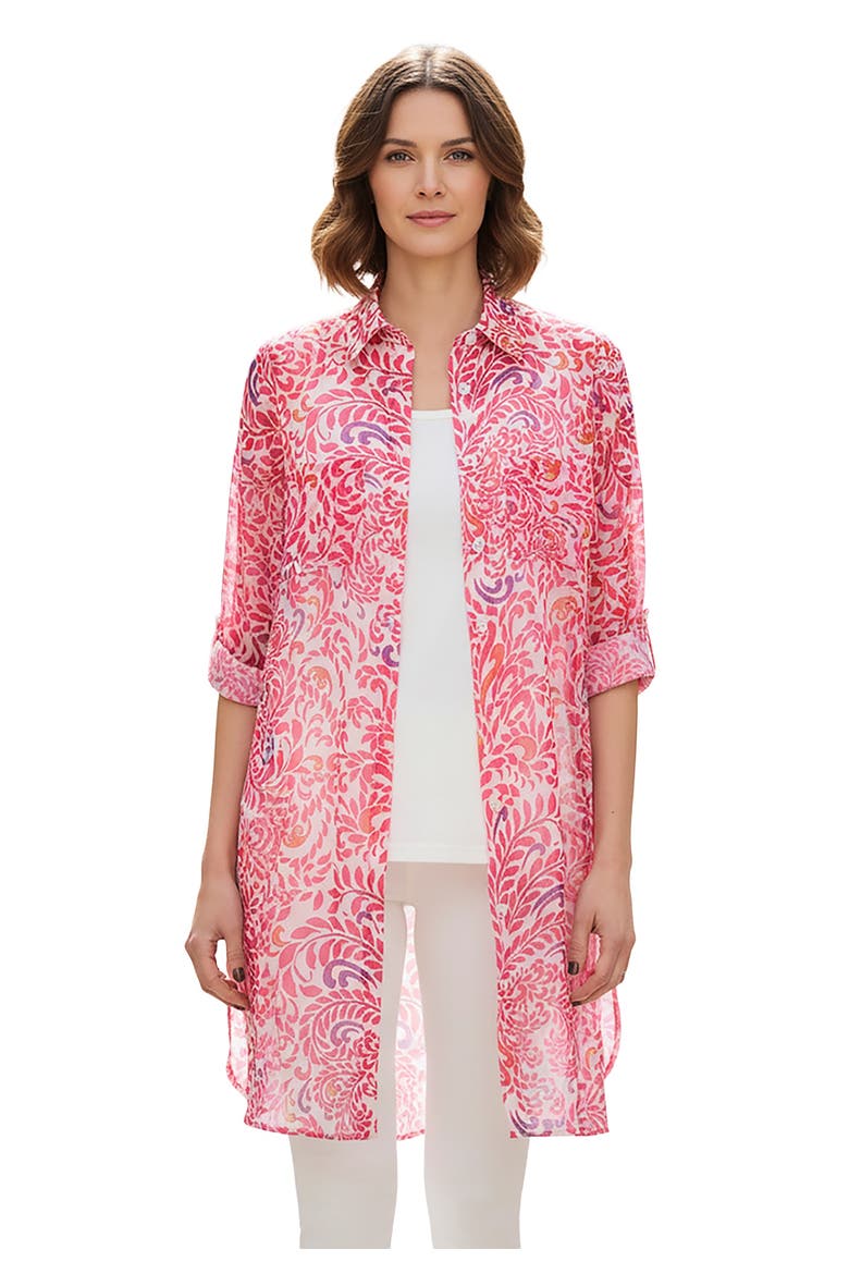 Sheer Georgette Mega Tunic, Main, color, PINK BURST PAINTED SCROLL