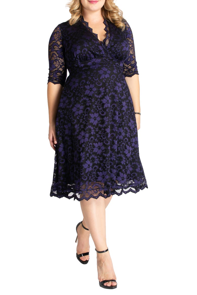 Mon Cheri Lace Cocktail Dress, Main, color, VIOLET NOIR