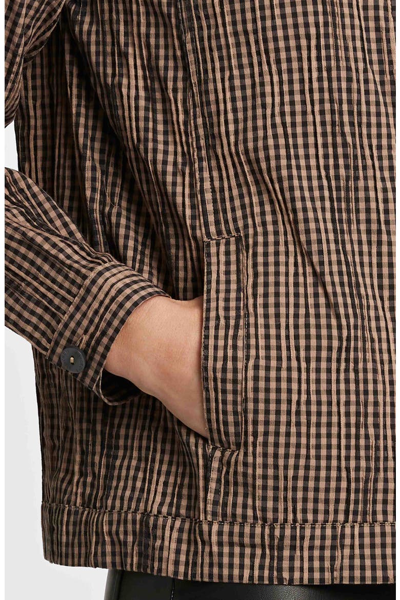 Thelma Crinkle Cotton Blend Gingham Jacket, Alternate, color, ALMOND/ BLACK