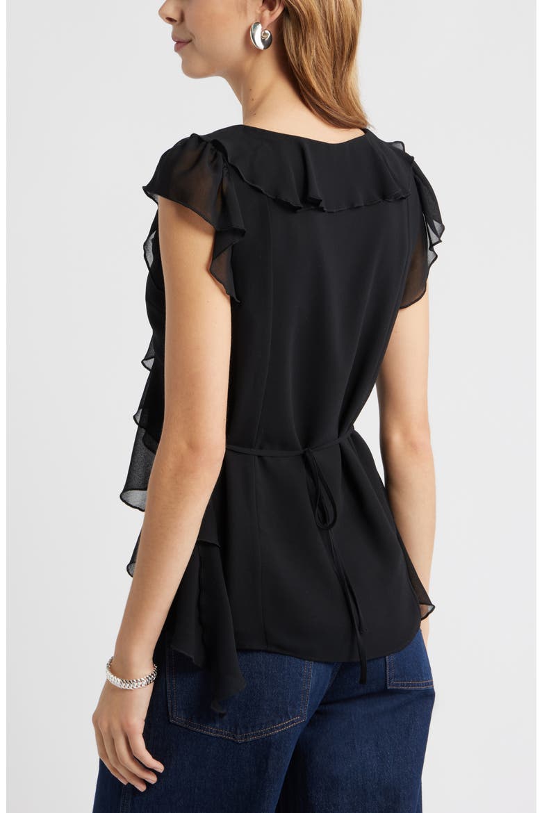 Chiffon Ruffle Top, Alternate, color, BLACK