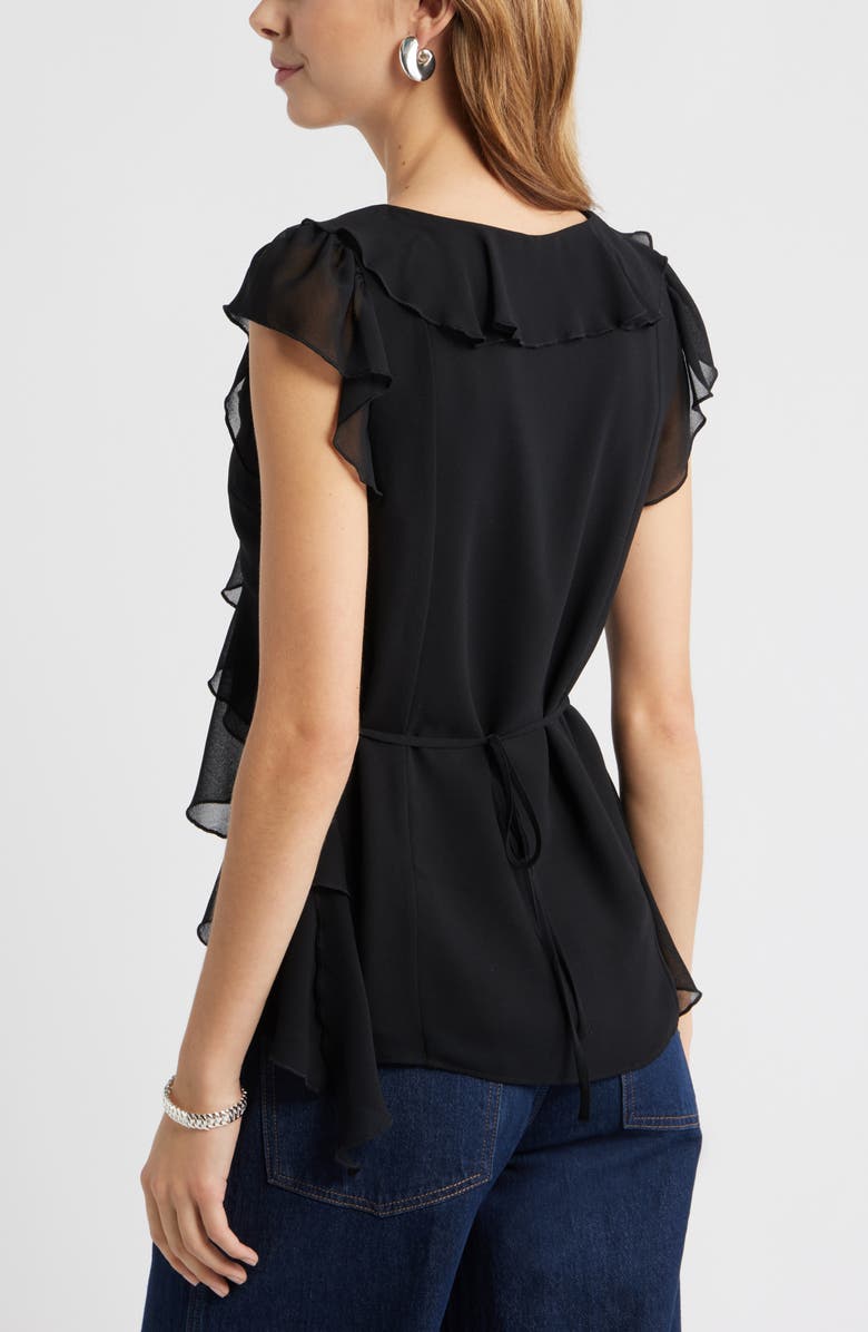 Open Edit Chiffon Ruffle Top, Alternate, color, Black