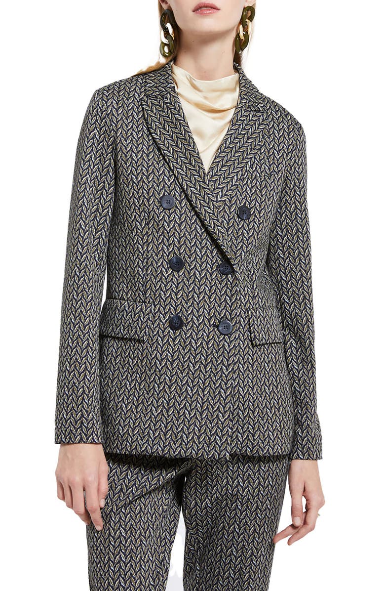 ottod'Ame Printed Double Breasted Blazer, Main, color, Night