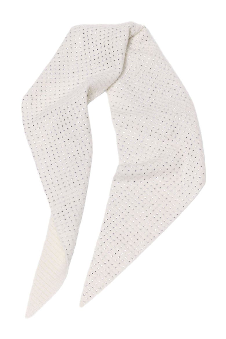 Rhinestone wool triangle scarf, Alternate, color, Ecru