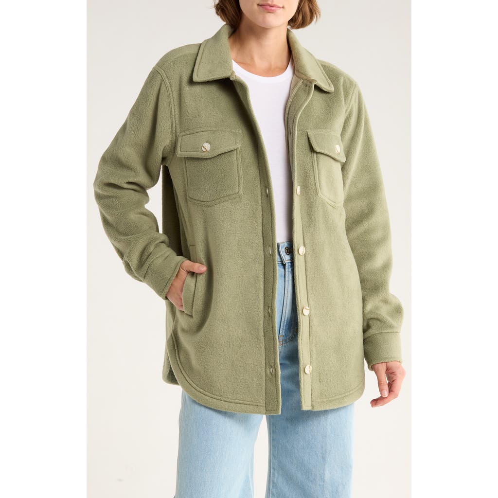 Thread & Supply Polar Fleece Shacket In Green