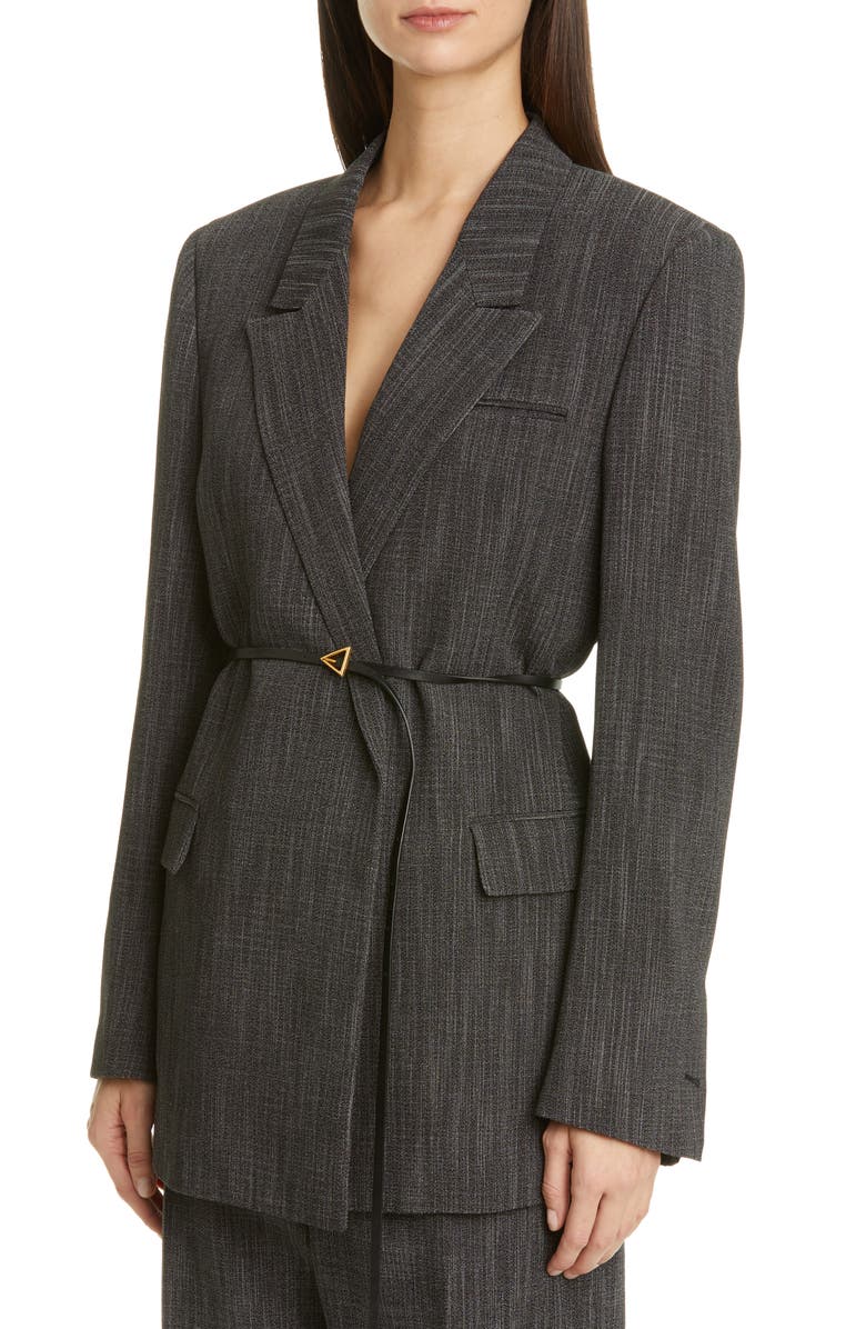 Bottega Veneta Belted Wool Blend Blazer, Alternate, color,
