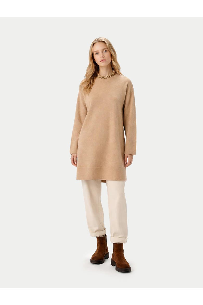 C-Neck Knit Dress, Alternate, color, beige