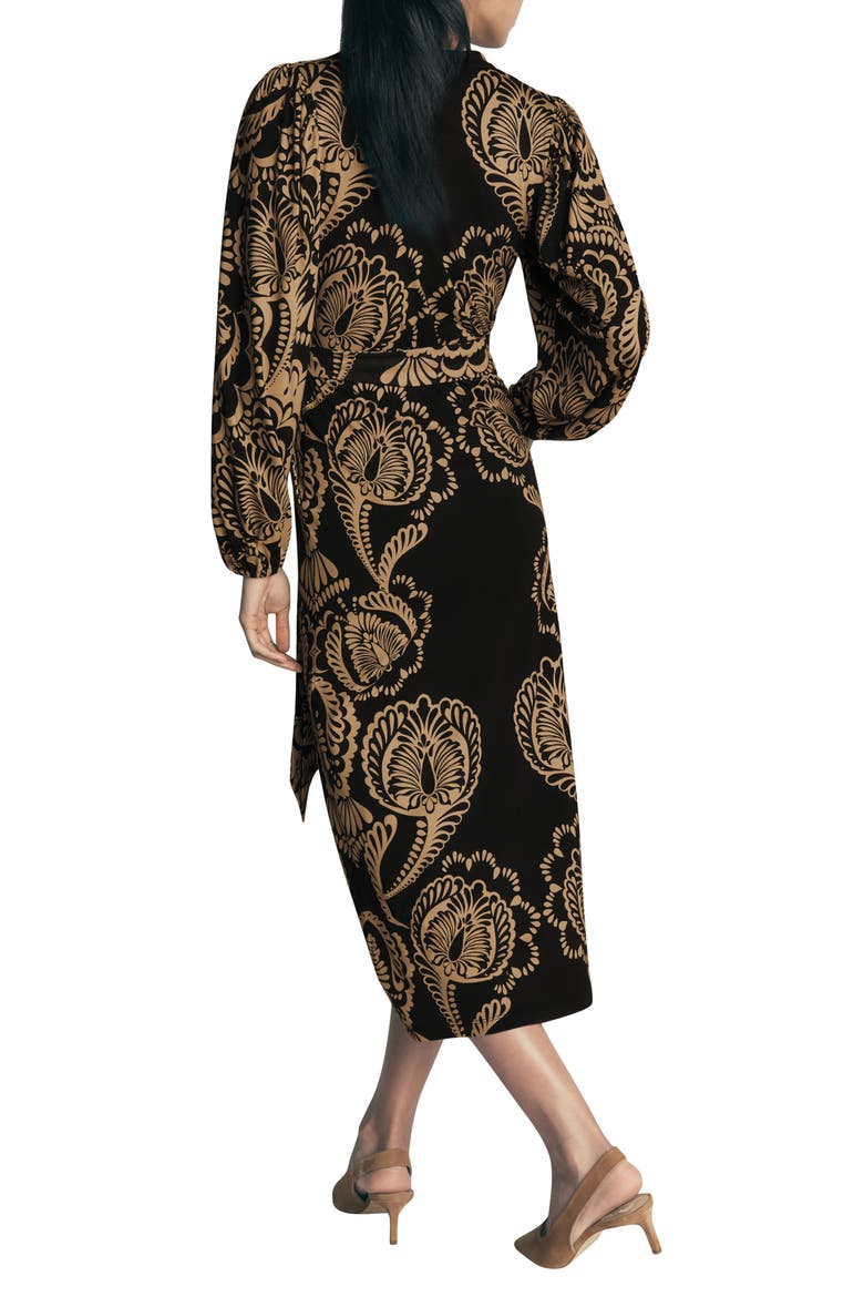 Eli Belted Midi Dress, Alternate, color, BLACK FLOURISHING MEDLEY