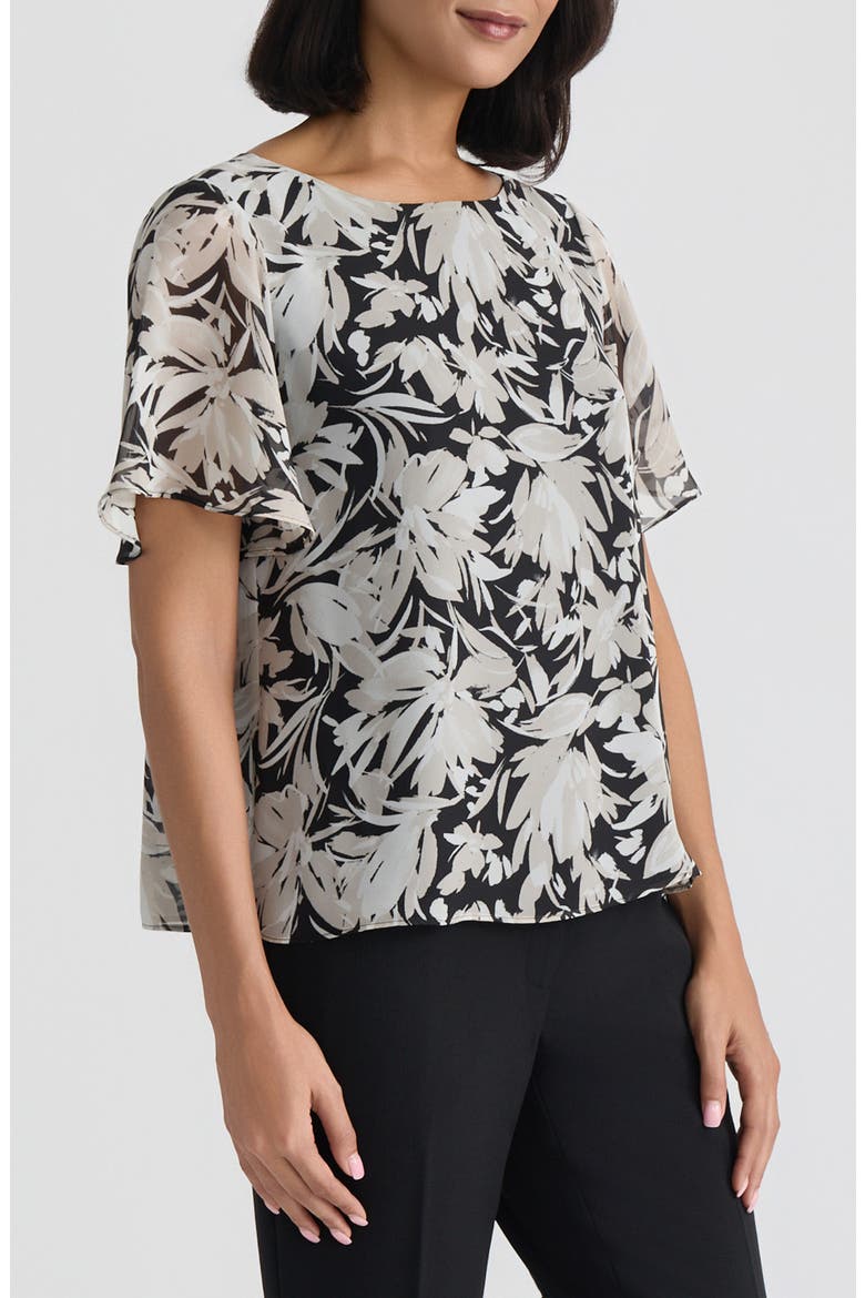 Floral Flutter Sleeve Top, Alternate, color, SUMMER STRAW MULTI