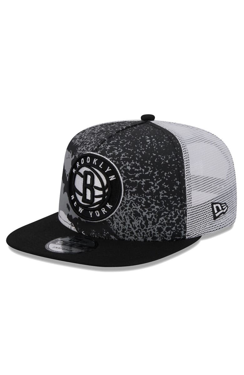 New Era Men's New Era Black Brooklyn Nets Court Sport Speckle 9FIFTY Snapback Hat, Main, color,