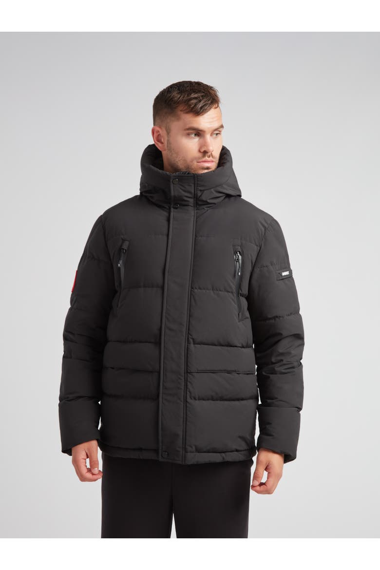 EZ Frontier Prime Hooded Puffer Coat, Main, color, BLACK/STONE