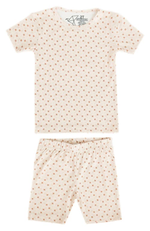 Copper Pearl Kids' Hunnie Print Fitted Two-Piece Short Pajamas in Light/Pastel Orange 