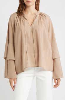 VERO MODA Frill Sleeve Tie Neck Top