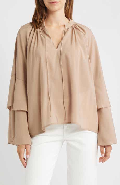 VERO MODA Frill Sleeve Tie Neck Top