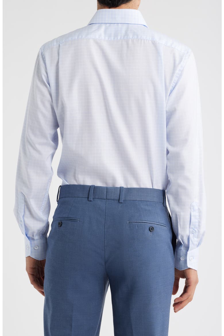 Trim Fit Check Cotton Dress Shirt, Alternate, color, LIGHT BLUE