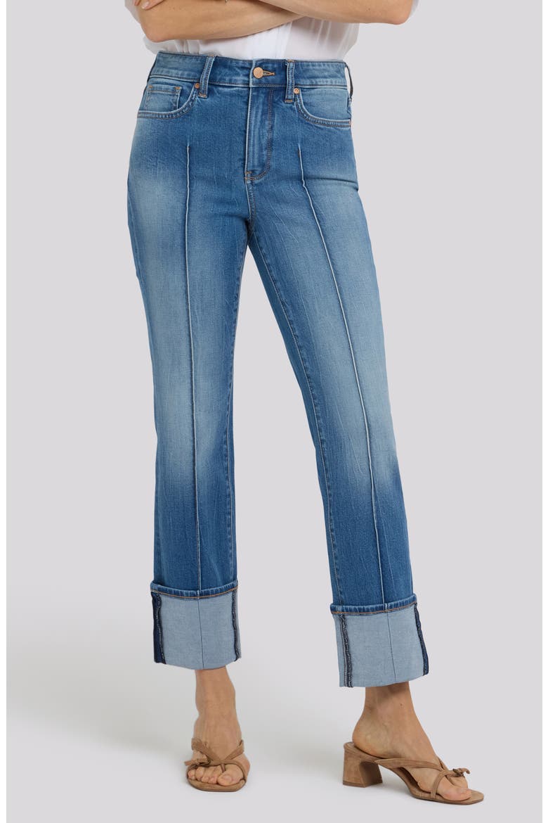 Marilyn Cuffed Pintuck Straight Leg Jeans, Main, color, PACIFICA