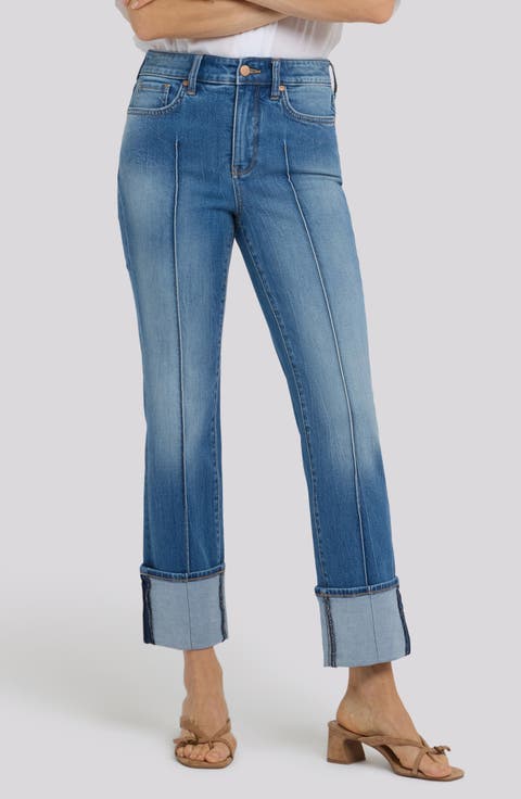 Marilyn Cuffed Pintuck Straight Leg Jeans (Regular & Petite)