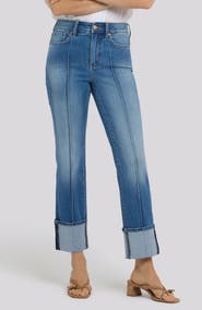 NYDJ Marilyn Cuffed Pintuck Straight Leg Jeans