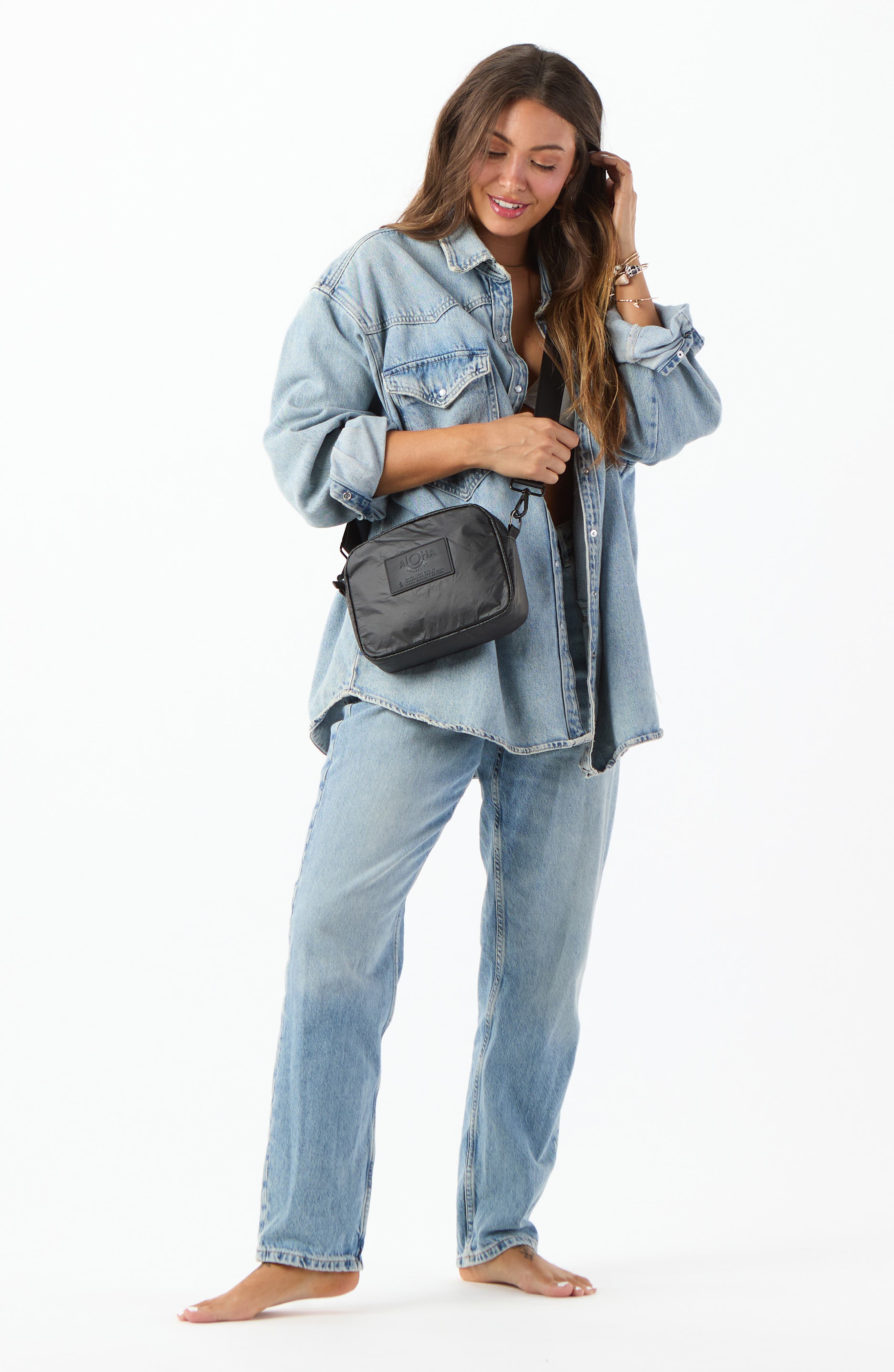 Aloha Collection Le Tour Monochrome Water Resistant Tyvek<sup>®</sup> Crossbody Bag, Alternate, color, 