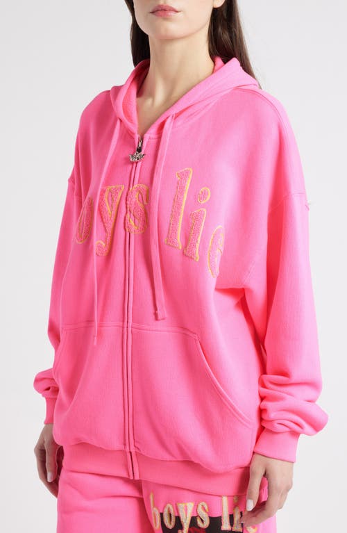 Boys Lie Electric Love V2 Harley Zip Graphic Hoodie In Pink