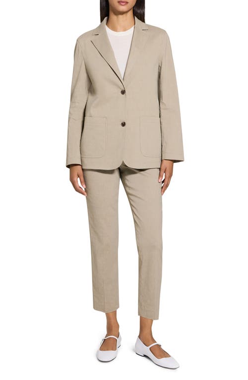 Theory Relaxed Fit Linen Blend Blazer In Soft Taupe