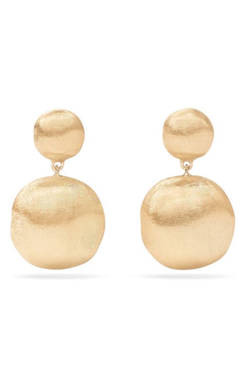 18K Yellow Gold Double Drop Earrings