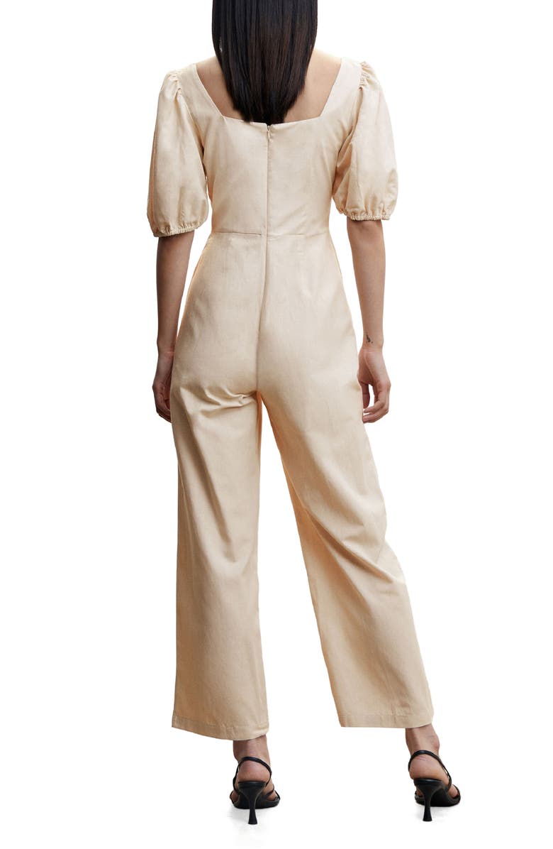 MANGO Puff Sleeve Jumpsuit, Alternate, color, 