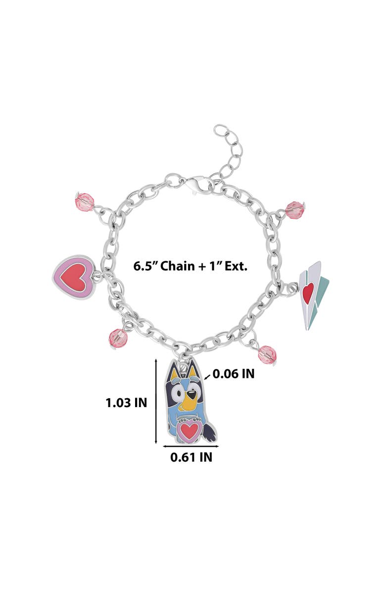 BLUEY Charm Bracelet, Silver-Tone, Heart & Love Letter Charms, Alternate, color, Silver