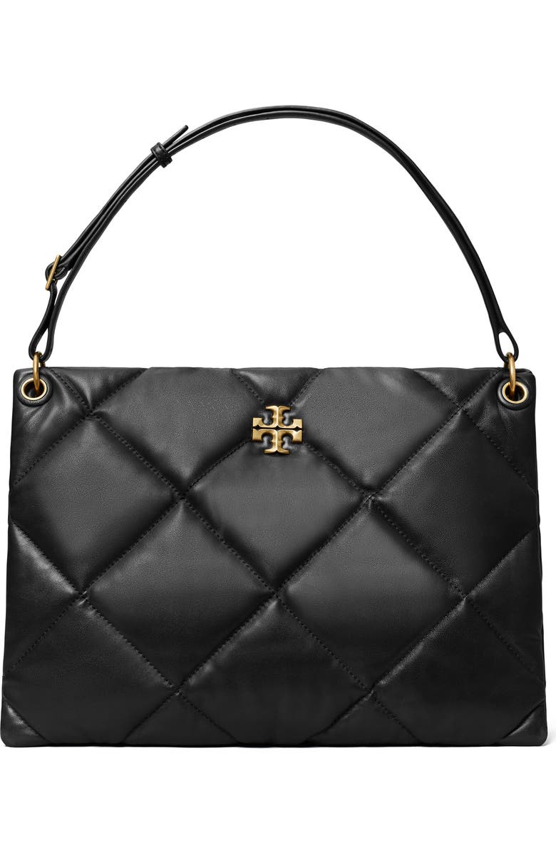 Tory Burch Kira Diamond Quilted Leather Tote, Main, color, Black