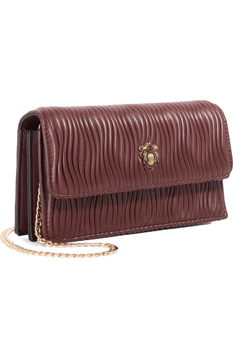 Dune London Starlites Faux Leather Clutch, Alternate, color, Burgundy