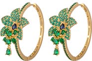 EYE CANDY LOS ANGELES Green Rose CZ Loop Earrings