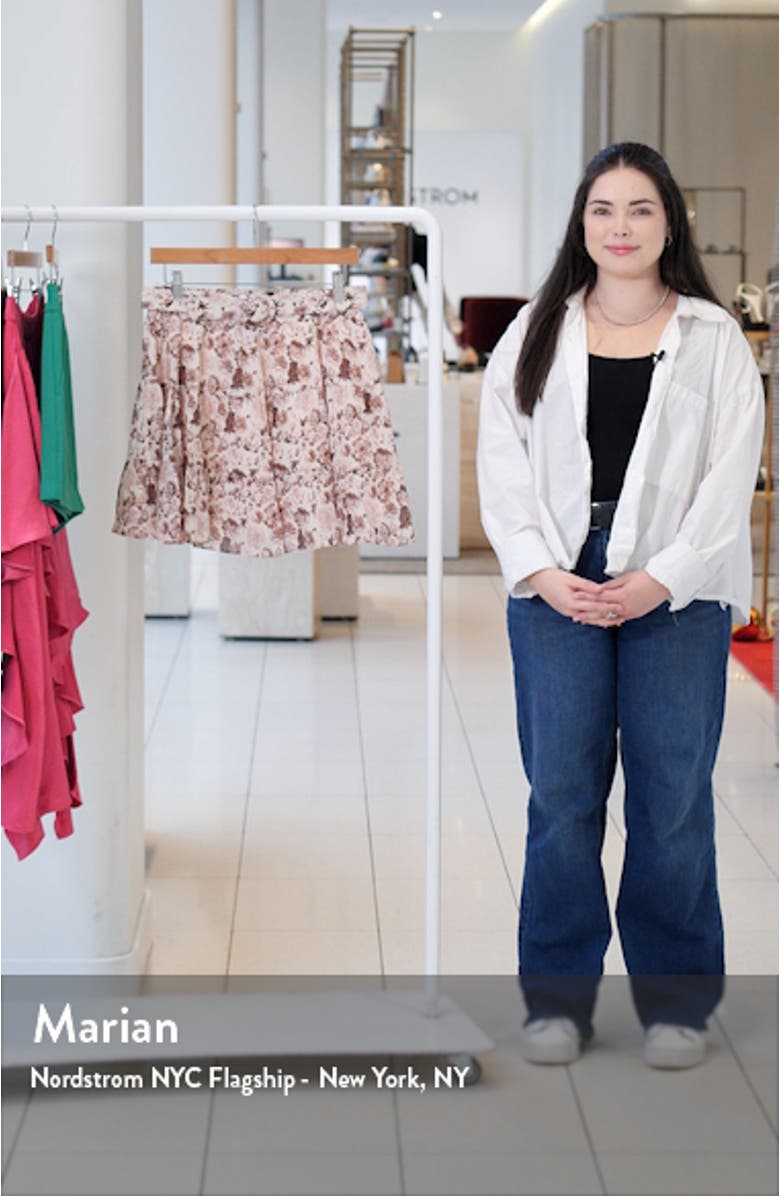 Floral Tiered Linen Blend Miniskirt, sales video thumbnail