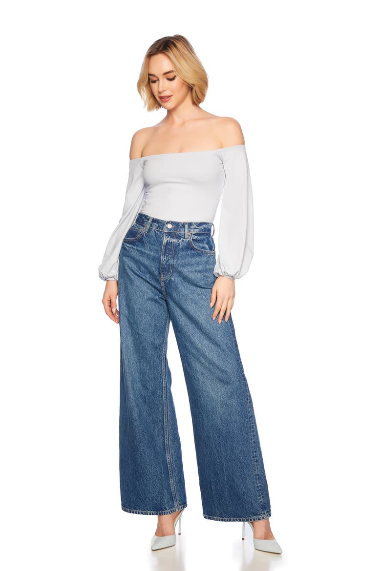Poet Off the Shoulder Top, Alternate, color, TRANQUILITY