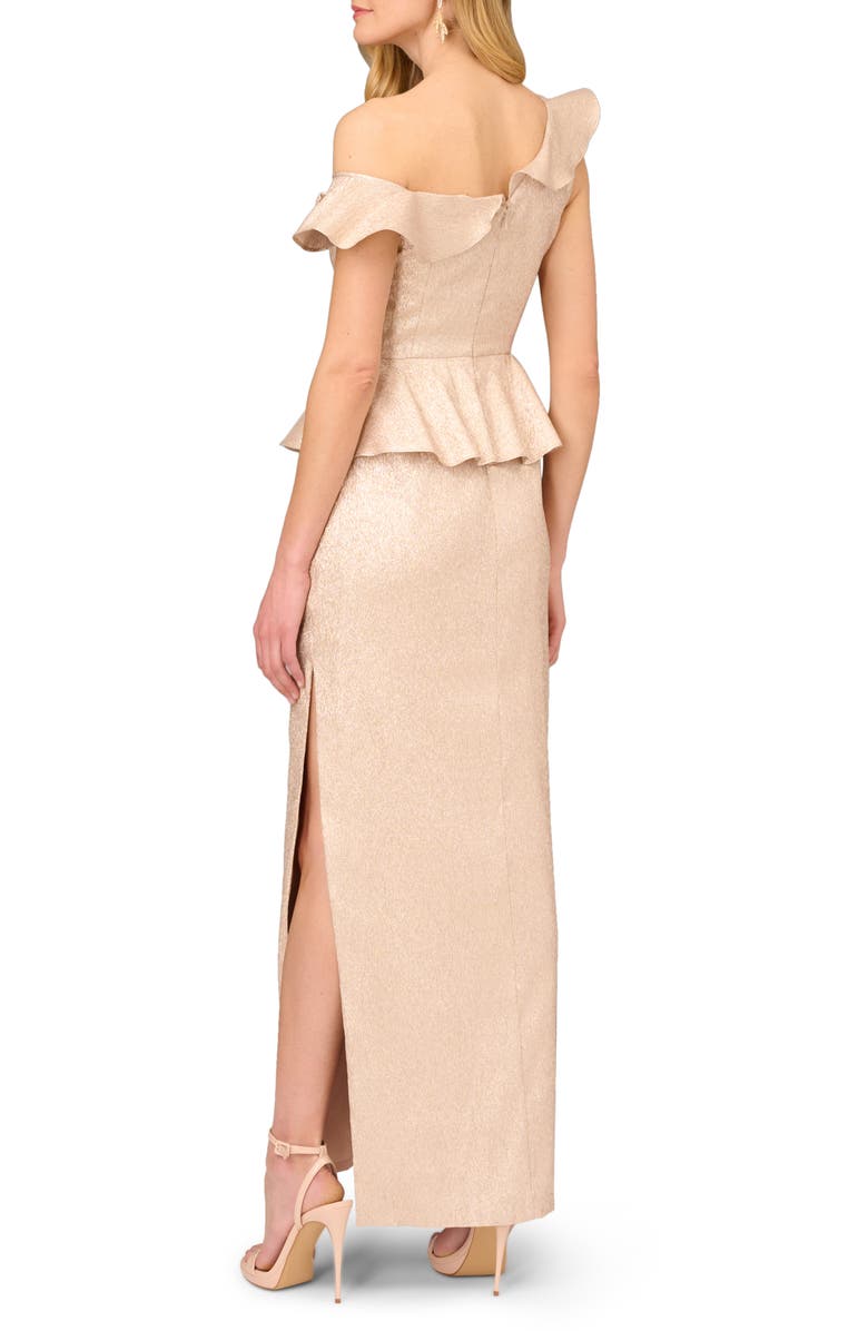 Aidan Mattox by Adrianna Papell Lamé Asymmetric Column Gown, Alternate, color,