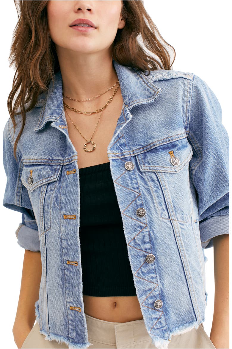Indira Crop Denim Jacket, Main, color, INDIGO