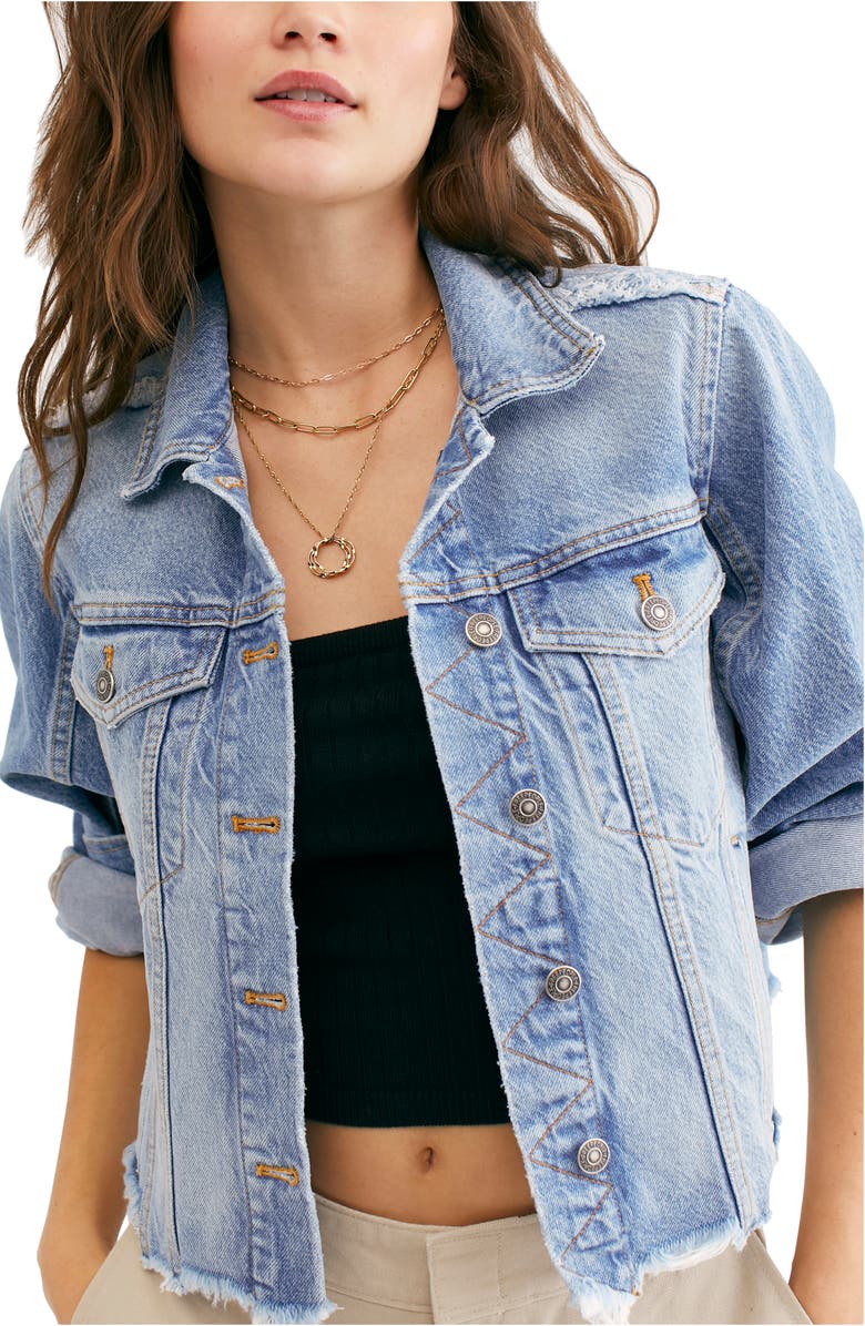 Free People Indira Crop Denim Jacket, Main, color, 