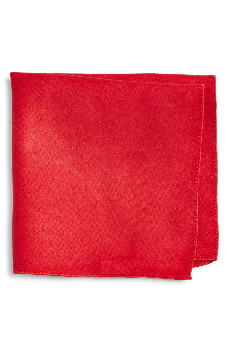 CLIFTON WILSON Red Cotton Pocket Square, Main, color, Red