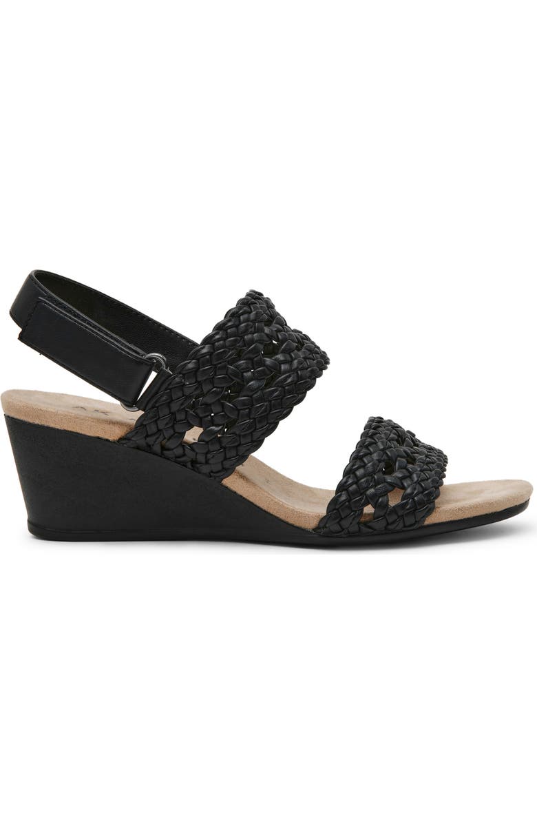 Anne Klein Baxxter Wedge Sandal, Alternate, color, Black