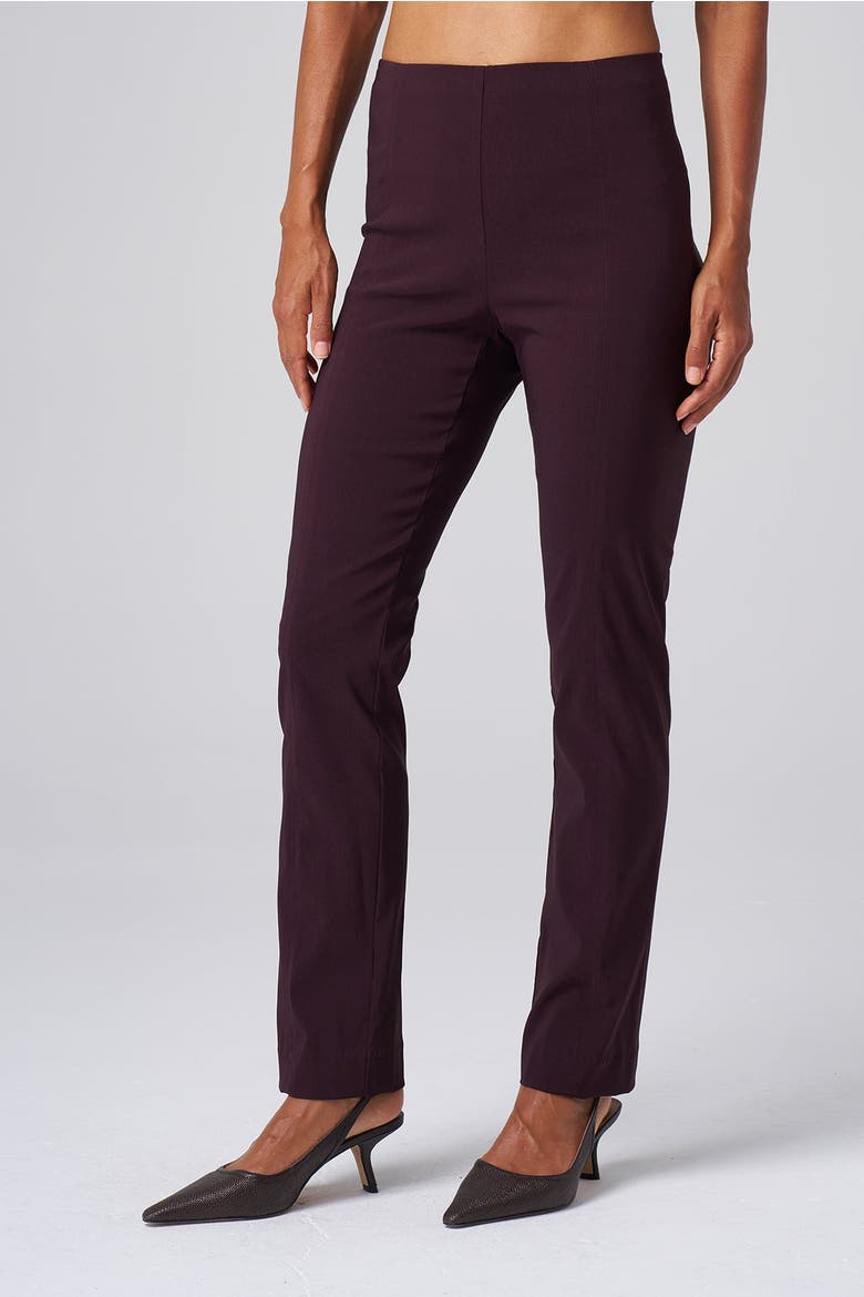 High-Rise Structured Stretch Tapered Pant, Alternate, color, Black Cherry