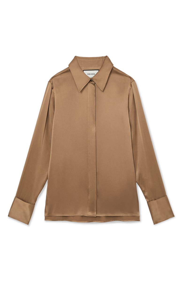 Reiss Ameira Silk Shirt, Alternate, color, Camel