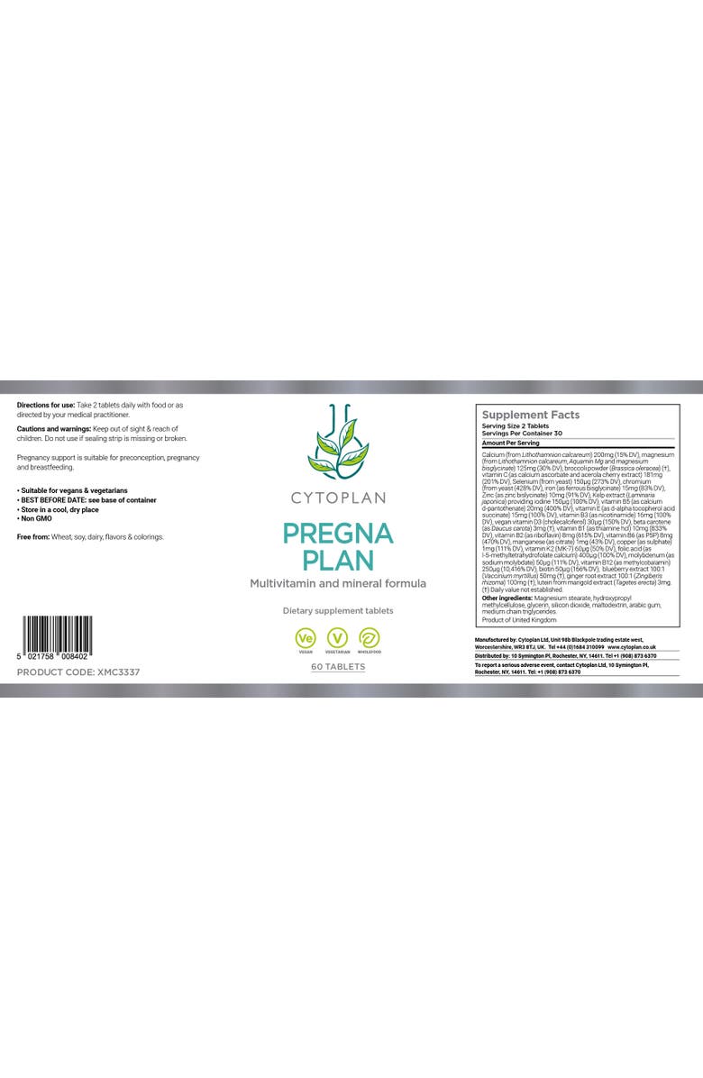 Cytoplan Pregna-Plan Pregnancy Multivitamin 60 (caps) USA, Alternate, color, NO COLOR