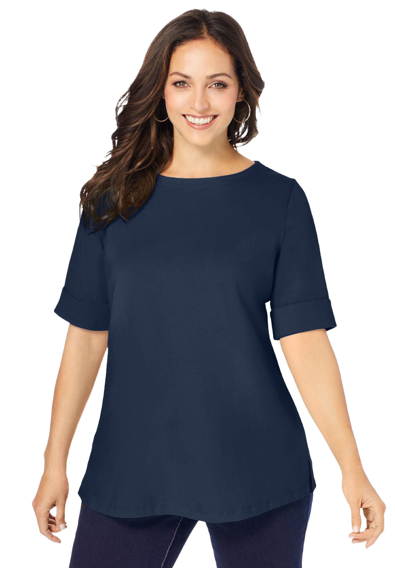 Stretch Cotton Cuff Tee - image 5