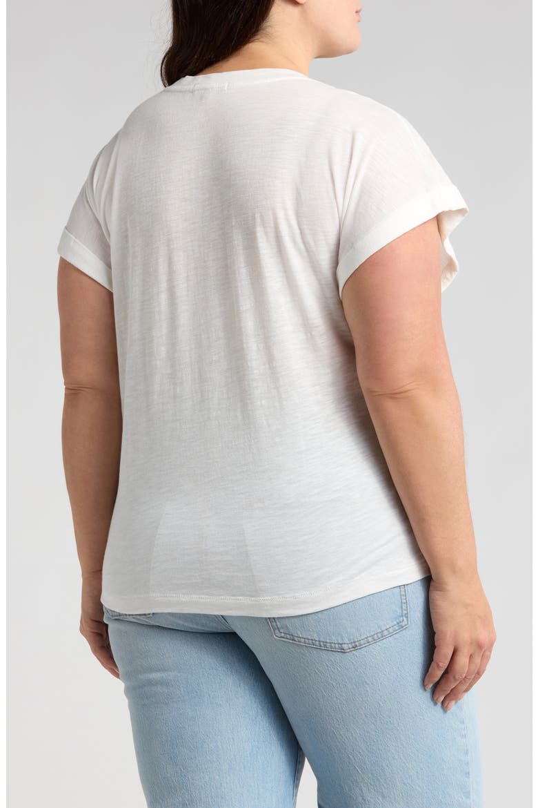 Embroidered Eyelet Cap Sleeve T-Shirt, Alternate, color, OFF WHITE