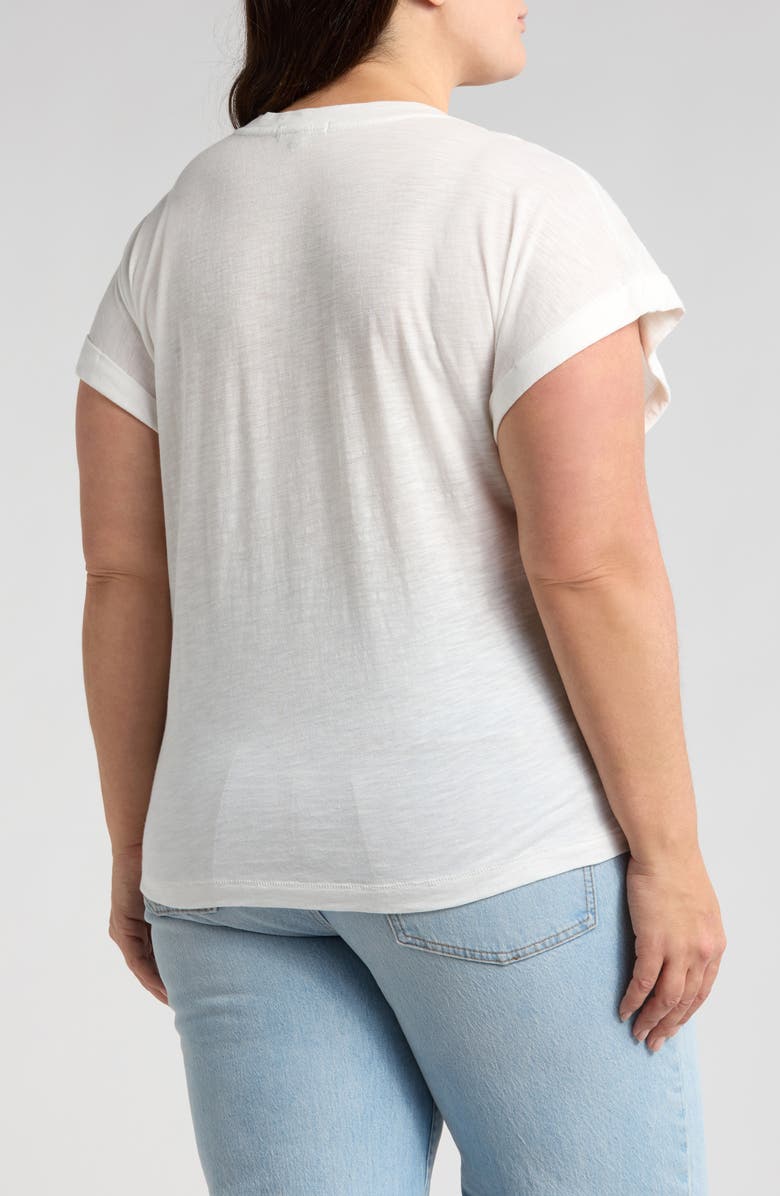 Wit & Wisdom Embroidered Eyelet Cap Sleeve T-Shirt, Alternate, color, Off White