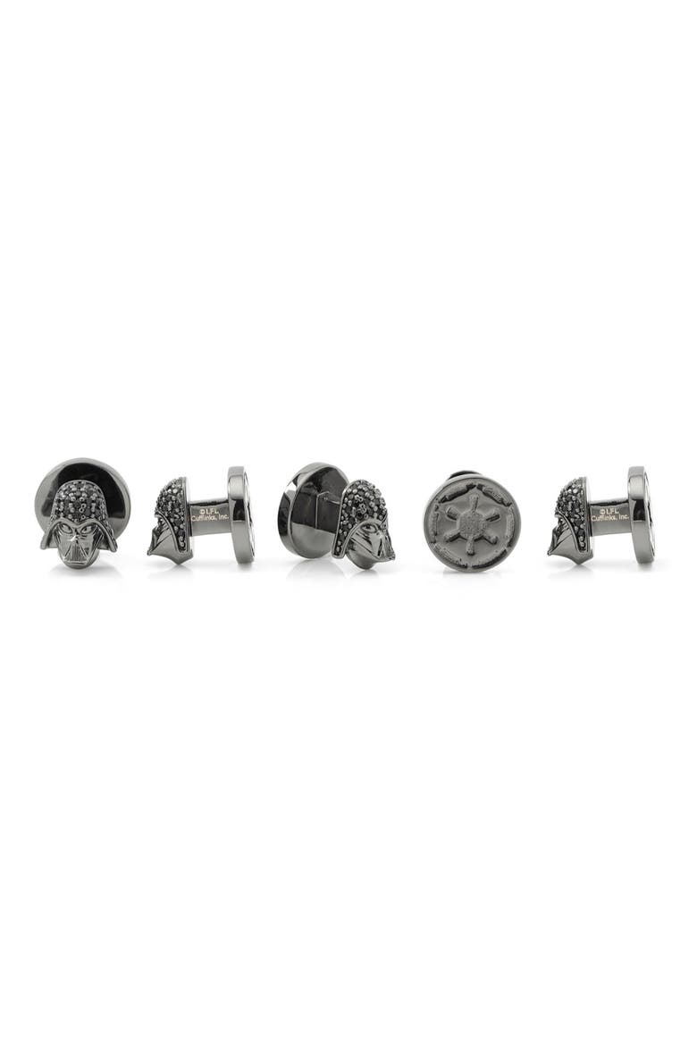 Set of 5 Darth Vader Crystal Helmet Shirt Studs, Alternate, color, BLACK