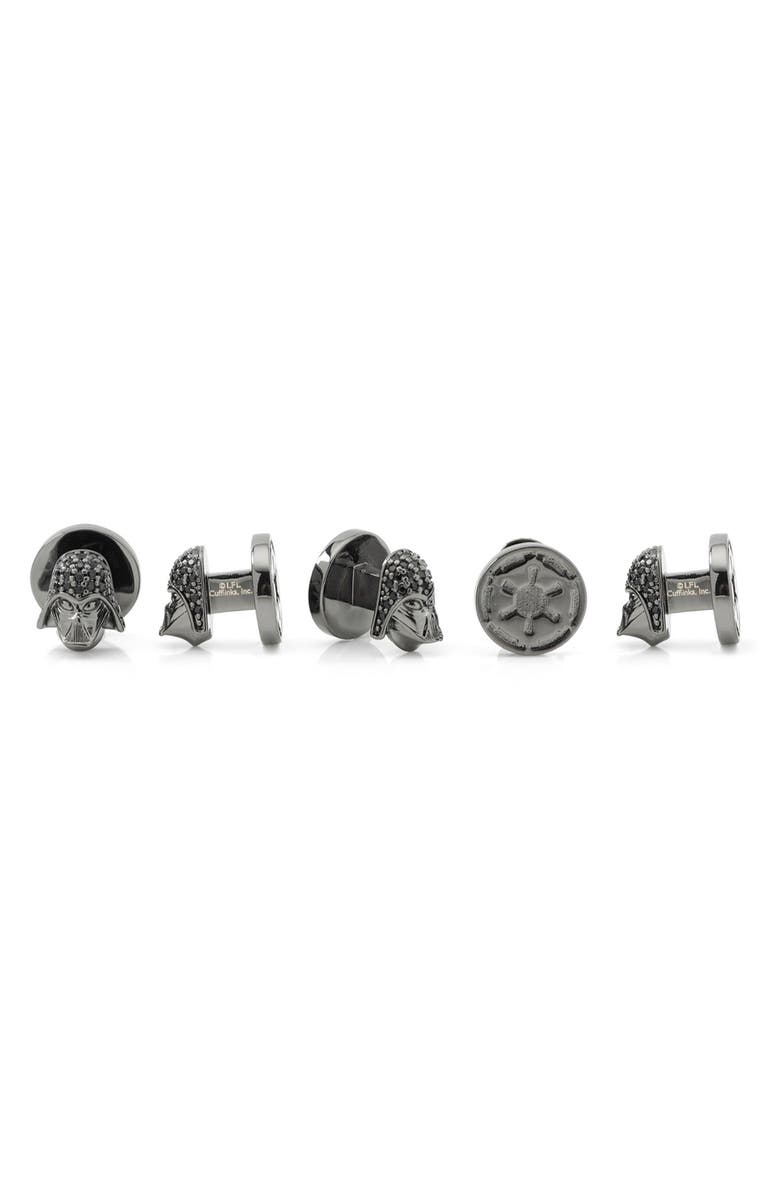 Cufflinks, Inc. Set of 5 Darth Vader Crystal Helmet Shirt Studs, Alternate, color,