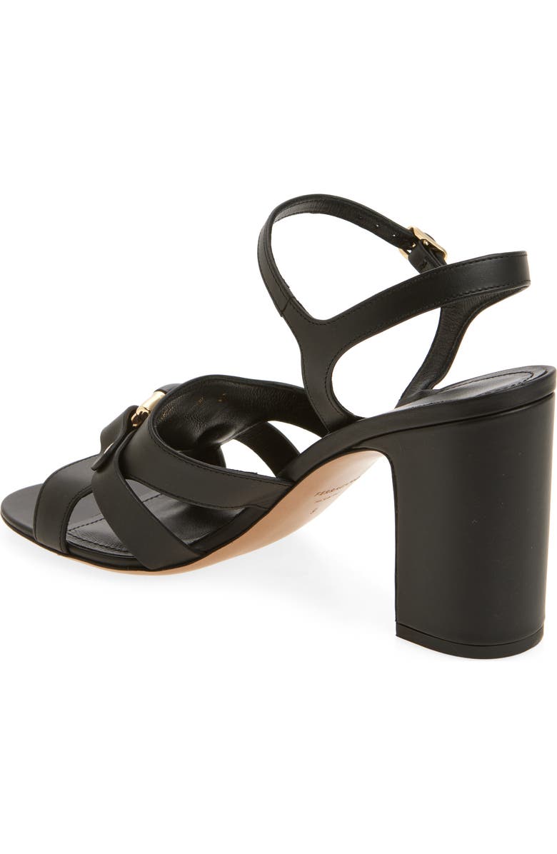 FERRAGAMO Lumya Gancio Ankle Strap Block Heel Sandal, Alternate, color, Black