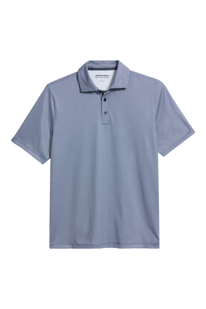 XC+™ Ace Micropattern Performance Golf Polo, Alternate, color, NAVY/ WHITE GINGHAM